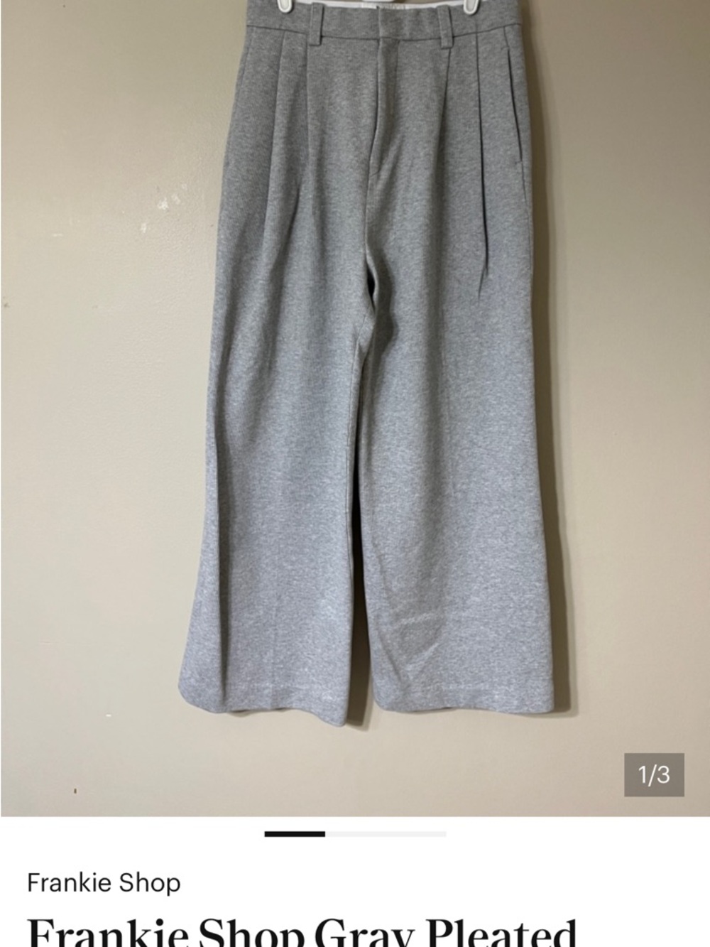 Frankie Shop Light Gray Pleated Wide-Leg Kids Bottoms